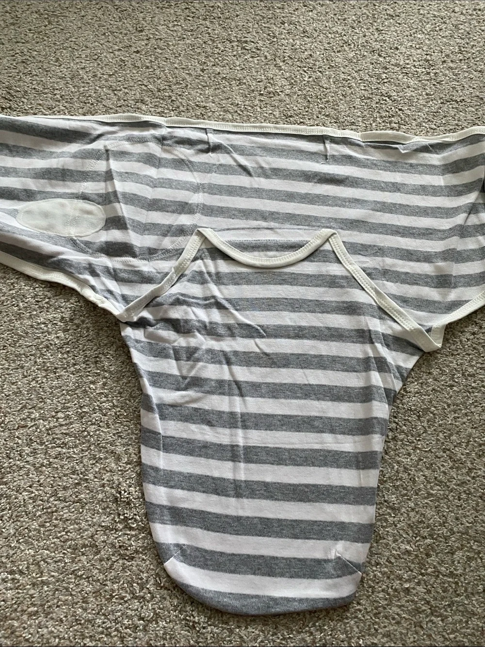 New Grey White Stripe Infant Swaddle Wrap Easy Fastener Sleep Sack